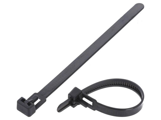 Kabelbinder; losmaakbaar; L: 125mm; W: 7,2mm; polyamide; 222N; zwart Kabelbinder; losmaakbaar; L: 125mm; W: 7,2mm; polyamide; 222N; zwart